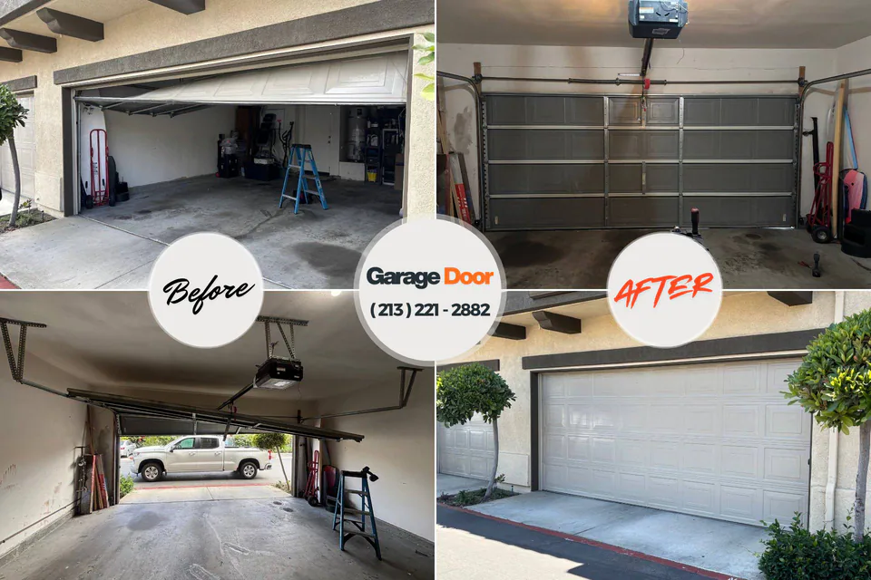 Before and after: garage door repair Des Moines, WA